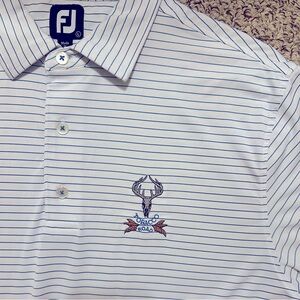 FootJoy Tobacco Road Golf Polo Men’s Large White with Blue Stripes